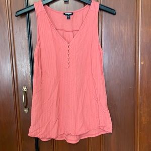 Express Peach Sleeveless Button V Neck Blouse Size Small